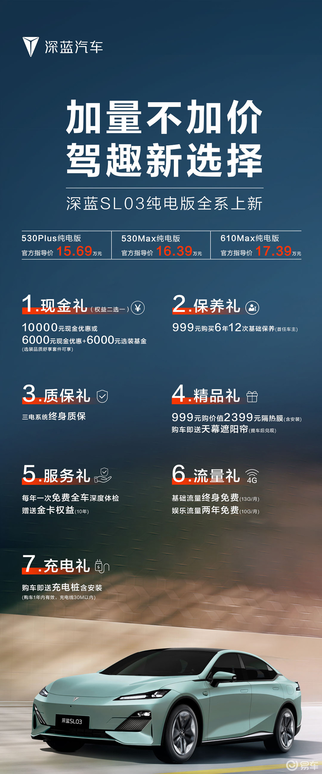 高端也能实惠 15.69万起的新款深蓝SL03纯电版开卷